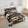 Happy Camping Comforter Set King Size,RV Camper Adventure Tent Patchwork Bedding Set All Season Quilt Set,Rustic Farmhouse Lake Cabin Brown Check Microfiber Polyester Down Comforter view 4