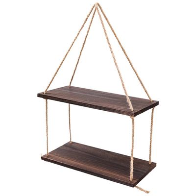 HOLIDYOYO 1set Rustic Wall Hanging Shelves Wood Shelf Rope for Home for Plants Organizing Small Items for Living Room Bedroom or Study Room