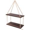 HOLIDYOYO 1set Rustic Wall Hanging Shelves Wood Shelf Rope for Home for Plants Organizing Small Items for Living Room Bedroom or Study Room view 1