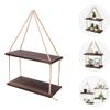 HOLIDYOYO 1set Rustic Wall Hanging Shelves Wood Shelf Rope for Home for Plants Organizing Small Items for Living Room Bedroom or Study Room view 4