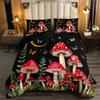 Erosebridal Cute Mushroom Comforter Set Red Black Mushroom Queen Bedding Set for Girls Boys Kids,Wild Fungus Nature Comforter Set Plant Leaves Room Decor Glitter Galaxy Butterfly Bed Set 3Pcs view 1