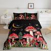 Erosebridal Cute Mushroom Comforter Set Red Black Mushroom Queen Bedding Set for Girls Boys Kids,Wild Fungus Nature Comforter Set Plant Leaves Room Decor Glitter Galaxy Butterfly Bed Set 3Pcs view 2