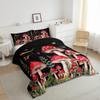 Erosebridal Cute Mushroom Comforter Set Red Black Mushroom Queen Bedding Set for Girls Boys Kids,Wild Fungus Nature Comforter Set Plant Leaves Room Decor Glitter Galaxy Butterfly Bed Set 3Pcs view 3