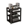 4-Tier Desktop Media Stand Audio/Video Component Cabinet Open Multi-Function Storage Shelves with Wooden Shelf for TV, Stereo Equipments, Gaming Consoles, Streaming Devices, Black ( Size : 45x35x55cm view 1