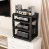 4-Tier Desktop Media Stand Audio/Video Component Cabinet Open Multi-Function Storage Shelves with Wooden Shelf for TV, Stereo Equipments, Gaming Consoles, Streaming Devices, Black ( Size : 45x35x55cm view 3