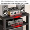 4-Tier Desktop Media Stand Audio/Video Component Cabinet Open Multi-Function Storage Shelves with Wooden Shelf for TV, Stereo Equipments, Gaming Consoles, Streaming Devices, Black ( Size : 45x35x55cm view 4