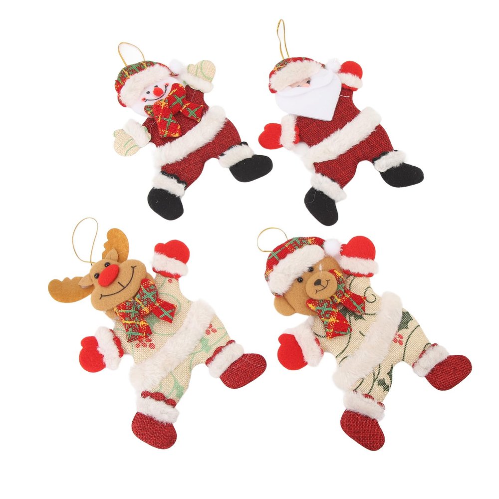 4pcs Christmas Tree Ornaments, Christmas Tree Decorations Pendant Cute Mini Plush Doll Funny Christmas Ornaments Hanging Decorations, Pendant Ornaments Shatterproof for Christmas Tree Home Party