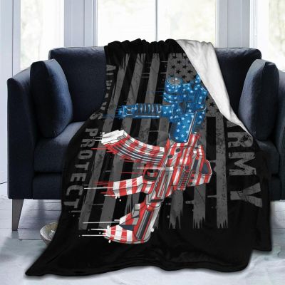 Ak47 Machine Gun Colorful American Flag Throw Blanket for Couch Bed Sofa 60"x50" Super Soft Cozy Flannel Blanket Lightweight Fuzzy Warm Blanket