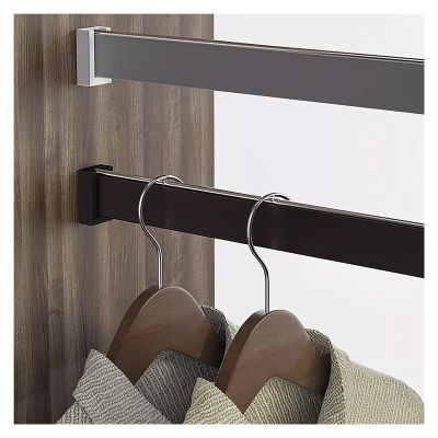 SUCHETA Heavy Duty Aluminum Closet Rod Shelf Support Brackets, Cuttable Wall Mounted Removable Clothes Hanger Bar, for Hallway/Nursery/Laundry Room, 63 60 56 52 48 45 36 32 28 25 24 inch (Color : Gr