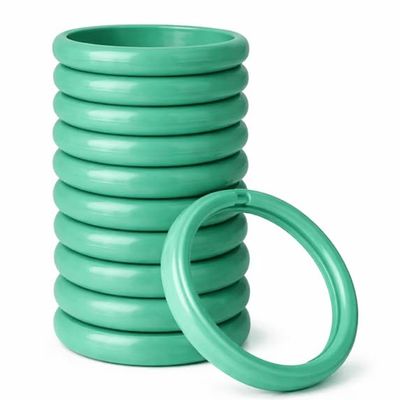 12 Piece Plastic Basic Locking Round Hook Easy Gliding Shower Curtain Rings Fits All Standard Size Shower Rods (Turquoise)