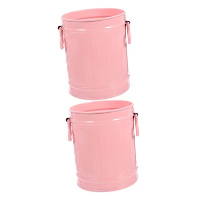 TEHAUX 2pcs Multi-Function Iron Trash Can Stylish Desktop Garbage Container Stationery Organizer for Home Office