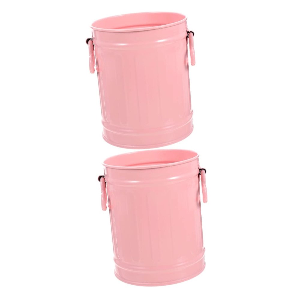 TEHAUX 2pcs Multi-Function Iron Trash Can Stylish Desktop Garbage Container Stationery Organizer for Home Office