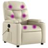 vidaXL Cream Leather Recliner Chair with 6-Point Vibration Massage, Adjustable Backrest & Footrest, Cup Holders, Side Pocket, Padded Seat, Perfect for Living Room or Home Theater Seating view 1