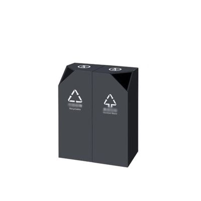 GLigeT Garbage Cans Bins Lobby Vertical Sales Department Lift Entrance Stainless Steel Hotel Mall Plaza Outdoor Fruit Bins Outside Trash Bin (Color : Black Double Barrel Trash Can)