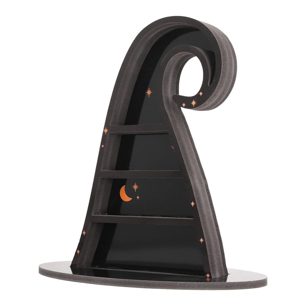 TOPINCN Gothic Witch Hat Design PVC Stone Shelf Display, Crystal Display Shelf for Bedroom Office Table Crystal Shelf