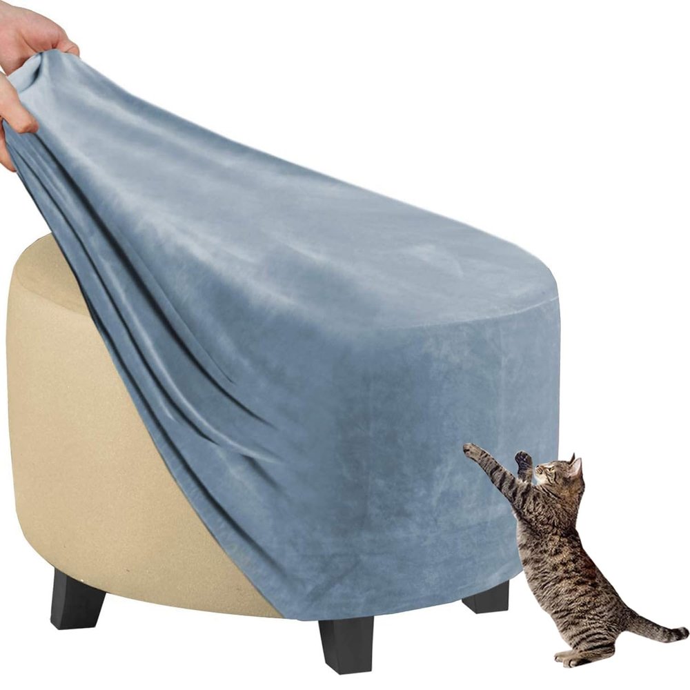 Stretch Ottoman Cover Round Footstools Covers Velvet Jacquard Foot Stool Large Ottoman Slipcover,Anti-Slip Foot Stool Furniture Protector with Elastic Bottom for Living Room Bedroom ( Color : #18 , Si
