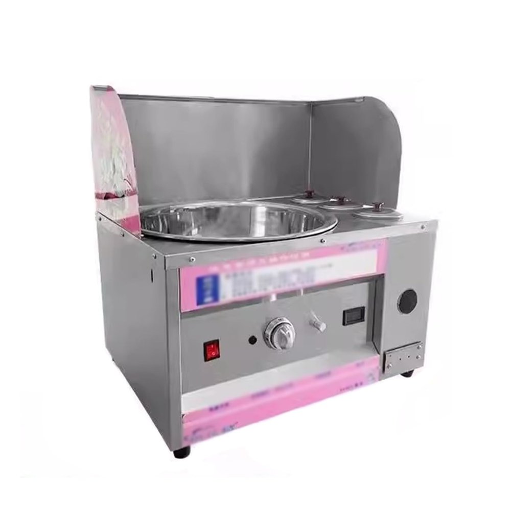WAOCEO Cotton Candy Machine Commercial Cotton Candy Machine Gas Bench Sugar Bowl Drawing Pattern Manufacturing Cotton Candy Machine with Windshield Style Candy Floss Machine