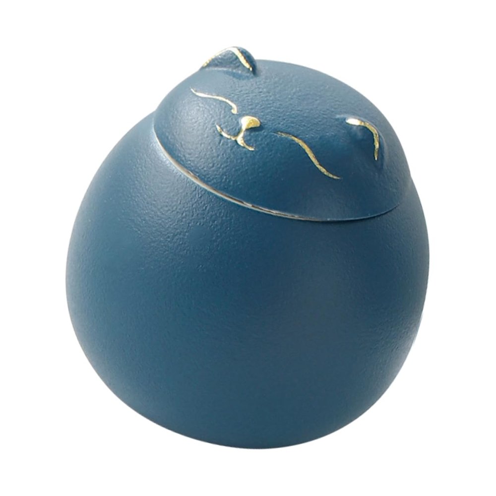 Anneome Ceramic Cat Shaped Tea Canister Lid Sealed Storage Jar Portable Tea Canister for Tea Spices Herbs