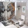 ZGDPBYF Wild Animals Bathroom Mats Rugs Sets 3 Piece, Mandala Wolf Confrontation Dry Bath Mat Rugs for in Front of Bathtub,Shower Room,Sink,Kitchen view 2