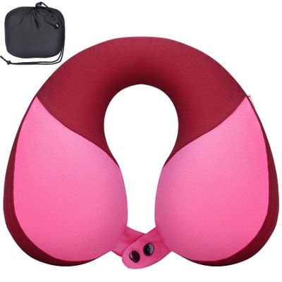 COOLBEBE Kids Travel Neck Pillow, Softly Headrest Travel Pillow for Car & Airplane, Traveling Gifts for Toddler & Children (1, Raspberry Powder)