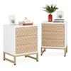 LITTLE TREE 3-Drawer Nightstand Set of 2 Bedside Tables with Unique Zig Zag Design for Bedroom, Living Room view 1