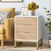LITTLE TREE 3-Drawer Nightstand Set of 2 Bedside Tables with Unique Zig Zag Design for Bedroom, Living Room view 4
