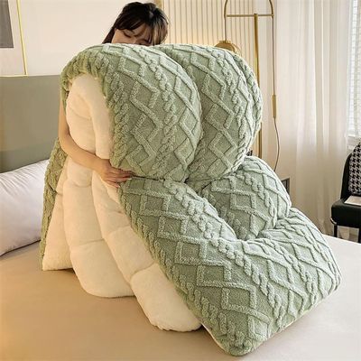 Winter Quilt Thicken Lamb Cashmere Duvet,Fluffy Duvet, Thicken Comforter Thicken Lamb Cashmere Blanket Winter Soft Warm Bed Quilt Bedding,DoubleTwin Size (Color : Green, Size : 59x79in(2kg))