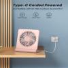 Koonie USB Fan, Strong Wind Ultra Quiet Small Desk Fan 220 Tilt Folding 3 Speeds Adjustable USB-C Powered Personal Fan for Home Office Desktop, Pink, NO BATTERY view 4