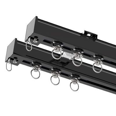 HJXGQJM Curtain Double Tracks, Aluminium Ceiling Mounted Curtain Tracks System, Room Divider-Ceiling Curtain Track Rail for Living Room BedroomStraight Curtain Track Wall Mount Curtain Rail