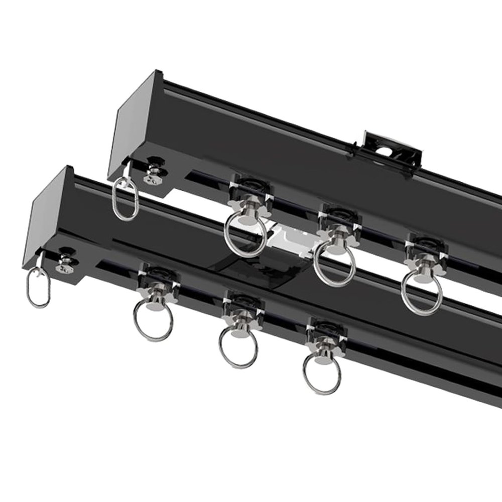 HJXGQJM Curtain Double Tracks, Aluminium Ceiling Mounted Curtain Tracks System, Room Divider-Ceiling Curtain Track Rail for Living Room BedroomStraight Curtain Track Wall Mount Curtain Rail