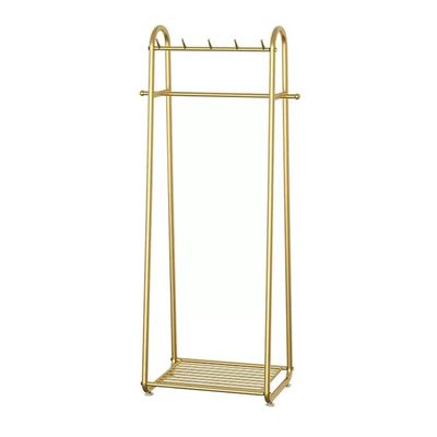ULTRAWAVE Freestanding Coat Rack Nordic Metal Coat Rack Household Floor-Standing Clothes Storage Rack Bedroom Double Rod Clothes Rack with Hook Coat Tree (Color : A, Size : 60 * 36 * 172cm)