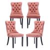 MZDOO Pink Velvet Dining Chairs Set of 4, Tufted Upholstered Dining Room Chairs with Back Ring Pull, Nailhead Trim and Solid Wood Legs, Modern Dining Chairs for Dining Room, Kitchen,Pink view 1