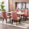 MZDOO Pink Velvet Dining Chairs Set of 4, Tufted Upholstered Dining Room Chairs with Back Ring Pull, Nailhead Trim and Solid Wood Legs, Modern Dining Chairs for Dining Room, Kitchen,Pink view 2