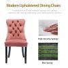 MZDOO Pink Velvet Dining Chairs Set of 4, Tufted Upholstered Dining Room Chairs with Back Ring Pull, Nailhead Trim and Solid Wood Legs, Modern Dining Chairs for Dining Room, Kitchen,Pink view 4