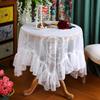 auons Vintage White Lace Tablecloth with Flowers, Embroidered Ruffles Table Cloth for Rectangle Tables, French Rustic Elegant Chic Table Cover for Wedding Party Banquet, 60x87inch view 2