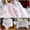 auons Vintage White Lace Tablecloth with Flowers, Embroidered Ruffles Table Cloth for Rectangle Tables, French Rustic Elegant Chic Table Cover for Wedding Party Banquet, 60x87inch view 4
