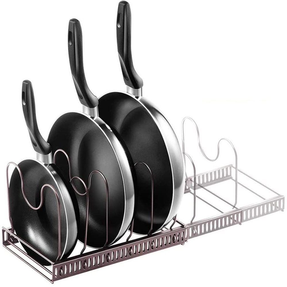 7 Tires Pan and Pot Lid Organizer Expandable Pan and Pot Organizer Rack Kitchen Cabinet Countertop Bakeware Lid Holder
