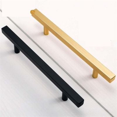 NALsa Handle Bathroom Door Handles Black Gold Square Wardrobe Aluminium Alloy Knob Dressing Drawer Furniture Pull Hardware 1Pcs (Color : Black-128mm)