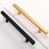 NALsa Handle Bathroom Door Handles Black Gold Square Wardrobe Aluminium Alloy Knob Dressing Drawer Furniture Pull Hardware 1Pcs (Color : Black-128mm) view 1
