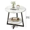 CMYAOYC Round Small End Table Marble Texture Top, Metal Frame, 2-Tier Coffee End Table for Living Room, Bedroom, Small Spaces, Easy Assembly (Color : Black+Black, Size : 40cm) view 2