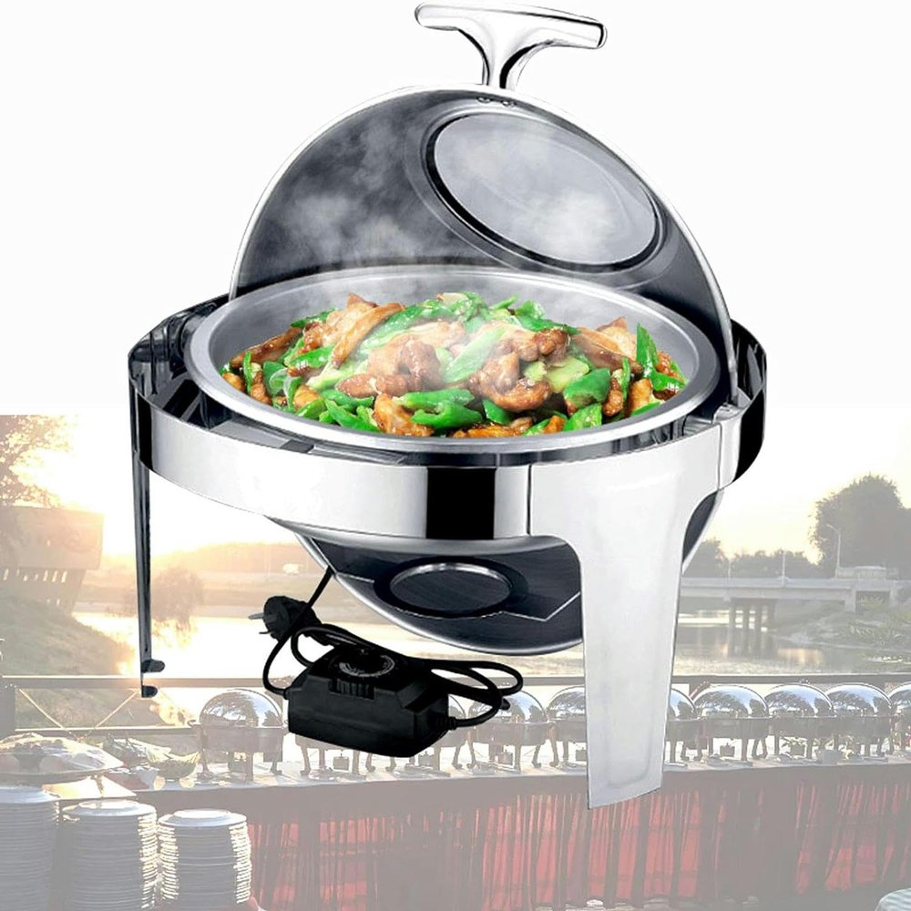 KFJZGZZ Chafers and Buffet Warmers, Chafing Dishes, Round Stainless Steel Buffet Servers and Food Warmers for Buffets, Banquets, Catering Supplies, 6L