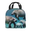 Manatee Animals Print Lunch Bag For Women Men Insulated Lunch Box For Adult Reusable Lunch Tote Bag For Work Travel view 3