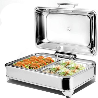 KFJZGZZ Chafing Dishes, Catering Food Warmer, Electric Square Buffet Servers and Warmers with Visible Lids, Ideal for Parties, Buffet, 6L- Adjustable Temperature (30-80)