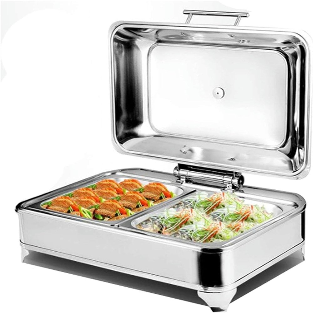 KFJZGZZ Chafing Dishes, Catering Food Warmer, Electric Square Buffet Servers and Warmers with Visible Lids, Ideal for Parties, Buffet, 6L- Adjustable Temperature (30-80)