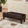 Upholstered Bench with Nailhead Trim,PU Leather Ottoman Bench with Storage,Bed End of Bench for Bedroom,wooden Legs,Entryway Shoe Bench Living Room Footrest Stool(120x40x40cm(47x16x16inch), Coffee) view 1