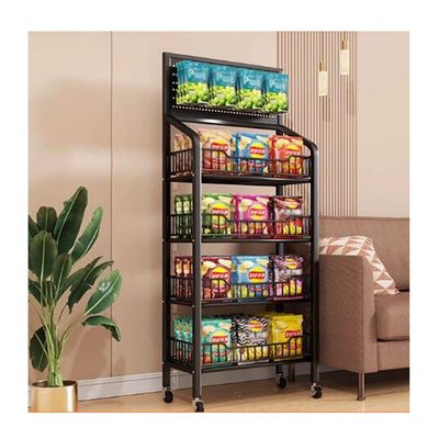 GRRICEPL Retail Snack Rack Display Stand, Commercial Supermarket Shelf 3/4 Shelf, Floor Standing Metal Stand, for Snack Beverage Toys Fruit (Color : White-B, Size : 50x27x140cm)