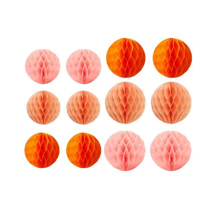 12pcs 6 inch 8 inch Tissue Paper Honeycomb Balls Party Backdrop Decoration Flower Balls Kit Honeycomb Ball for Wedding Room Birthday (Orange Pack)
