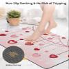 BOSIJOY Bath Mat Absorbent Bathroom Rug,Valentine's Day Love Red Stripes Non Slip Quick Dry Bath Rugs Diatomite Stone Shower Mat,Romance Pink Gradient Washable Doormat Kitchen Mats 24x36in view 4
