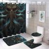 Dunmat Rustic Octopus Shower Curtain Sets for Bathroom, 4 Pieces Dark Sea Animal Patterns Bathroom Decor Set Waterproof Shower Curtains with 12 Hooks Toilet Lid Rug and Bath Mat view 1