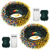 echosari 2 Pack Color Changing String Lights, 33 Ft 100 LED Christmas Fairy Lights Battery Operated Green Wire String Lights with Remote Timer for Bedroom Garden Party Wedding Deco (Multicolor) view 1